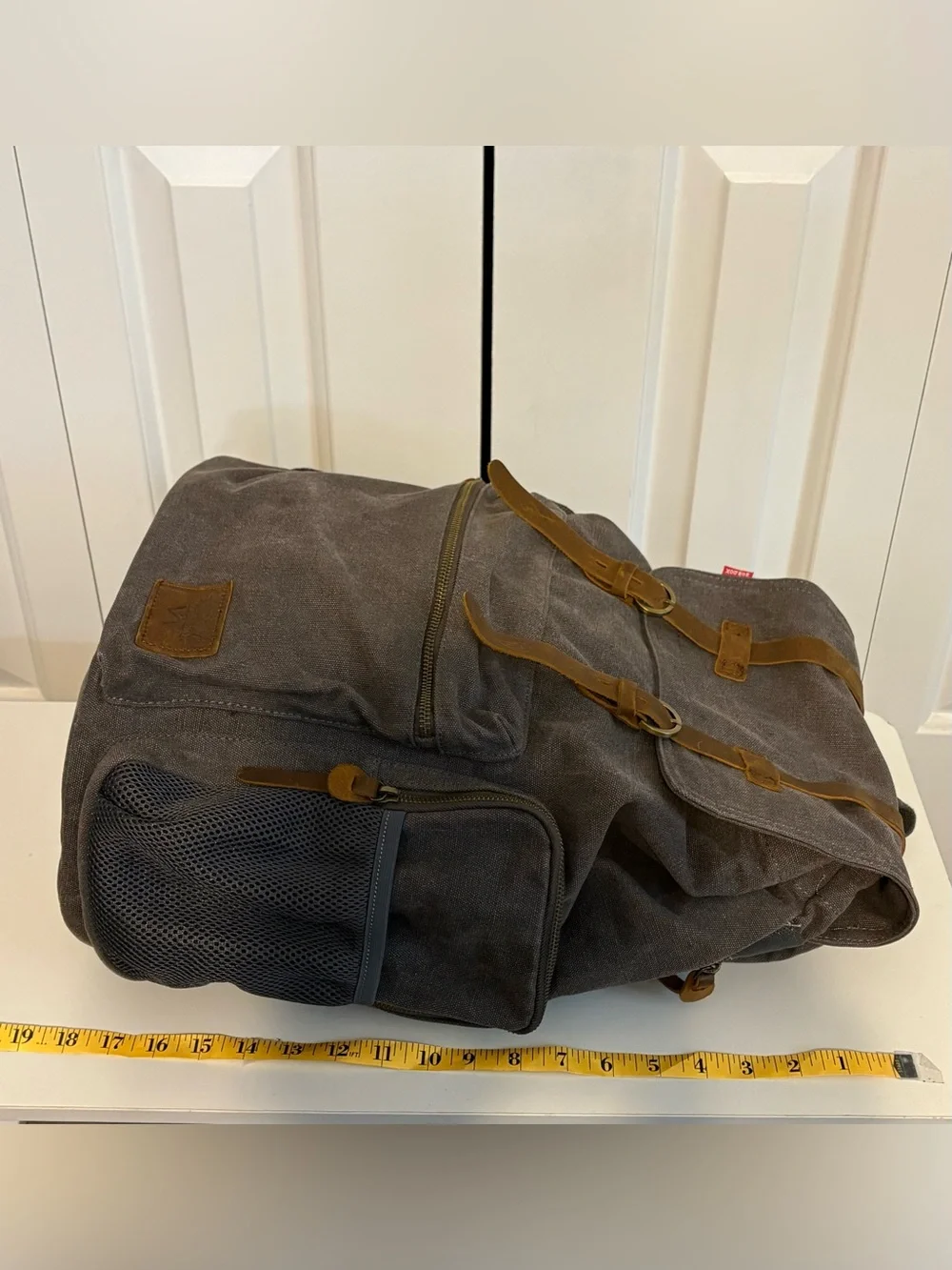 WOWBOX, Lightweight Canvas Backpack with Leather Accents - Brown
